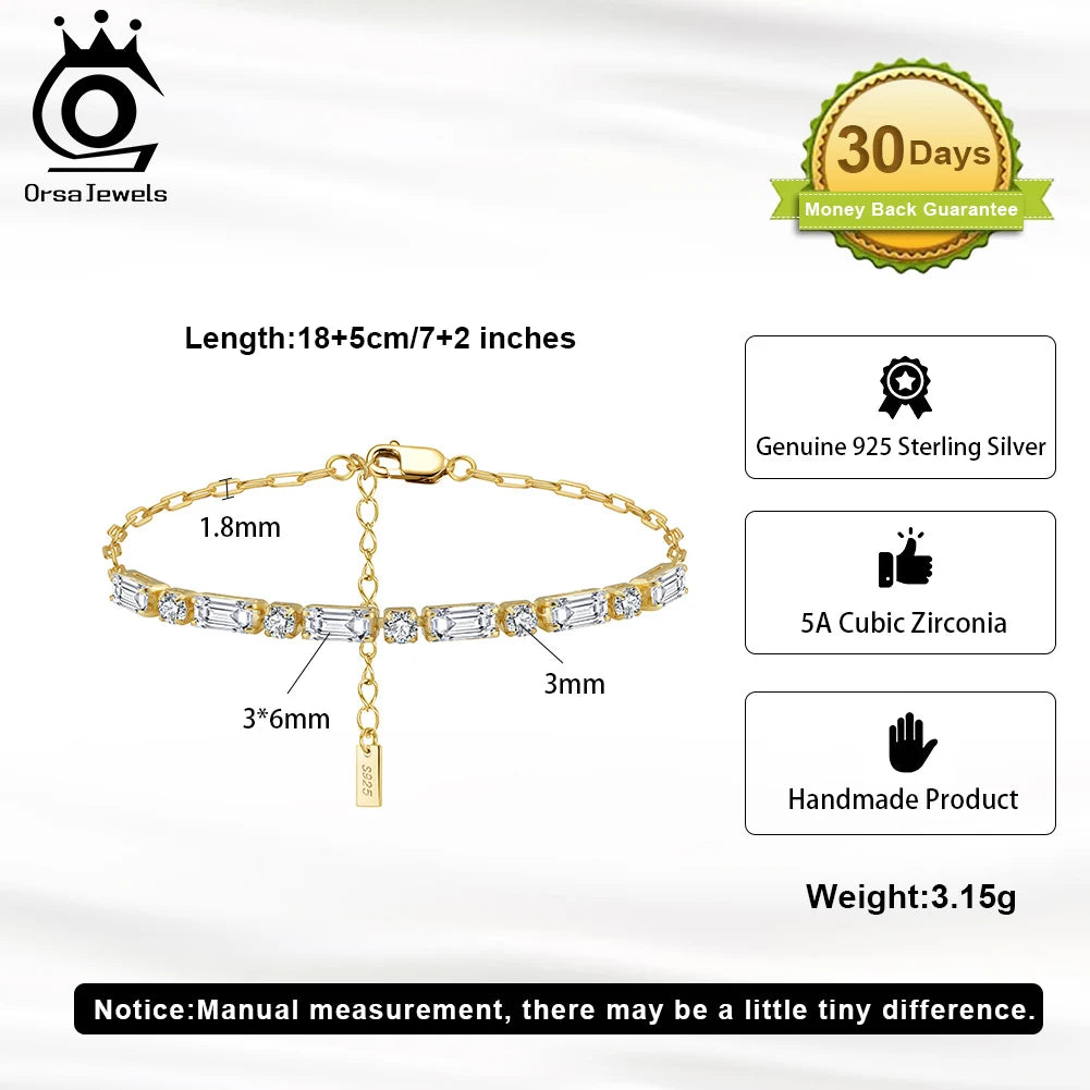 925 Sterling Silver 3mm Tennis Chain Bracelet
