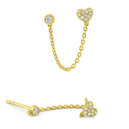 Gold Silver Color Plated Double Hole Link Chain Circle Hoop Earrings Zircon Star Lightning Eye Pendant Huggie Piercing Earring