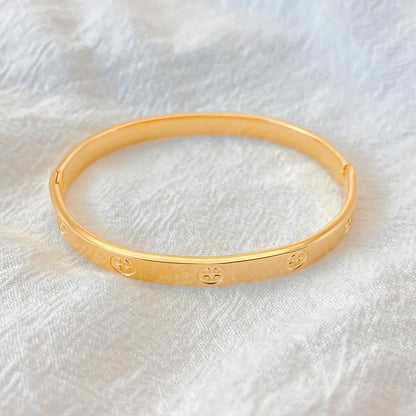 Stainless Steel Gold Plated Cuff Cross Bracelet Bangles