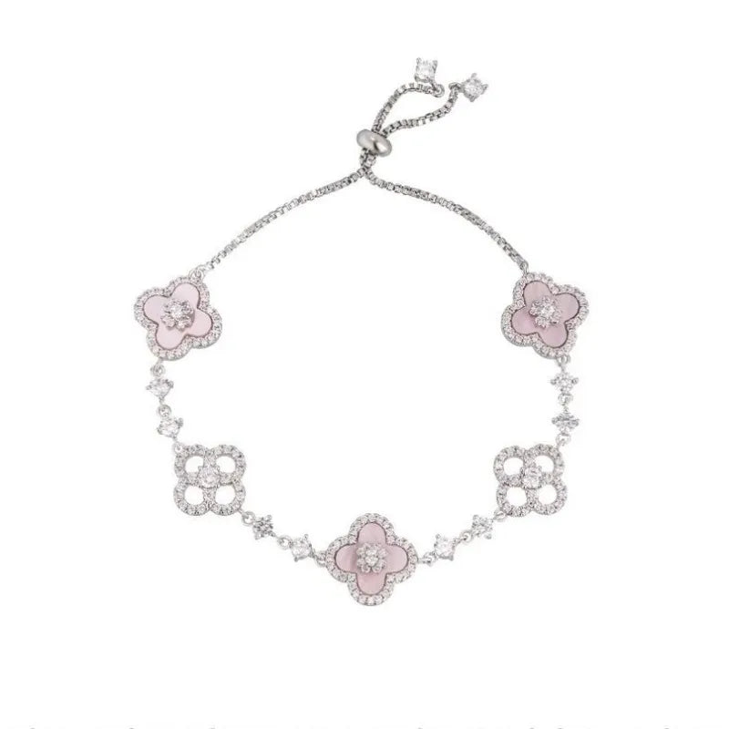 Shell Stone Crystal Pink Flower Bracelet
