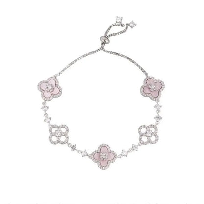 Shell Stone Crystal Pink Flower Bracelet