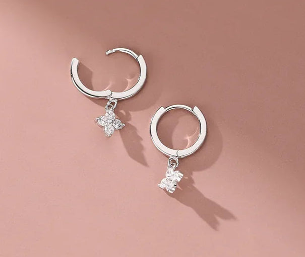 Sterling Silver Leaf Loop Earrings