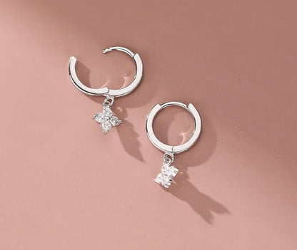 Sterling Silver Leaf Loop Earrings