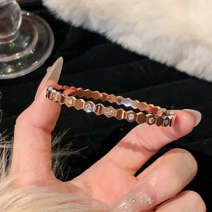 Zircon Titanium Rose Gold Bangles