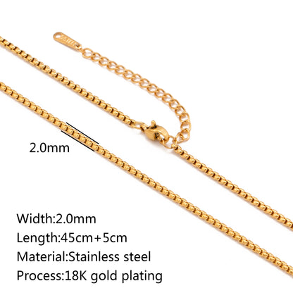 5pc 18K Gold Color PVD Plated Stainless Steel Cuba Cross O Ripple Twisted Chain Necklace Adjustable Chain DIY Necklace Wholesale