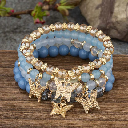 Pink Butterfly Bracelet Set