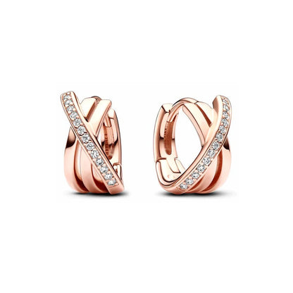 925 Silver Hoop Infinite Love Earrings Blue Flower White Stone Golden Round Heart Shape Pendant Earrings For Women DIY Jewelry