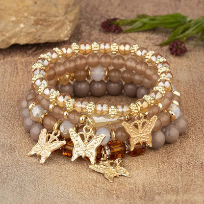 Pink Butterfly Bracelet Set