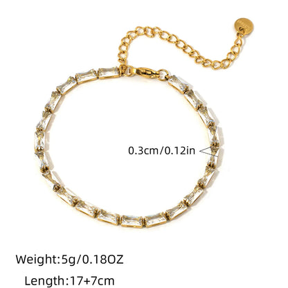 Geometric CZ Bezel Tennis Bracelet
