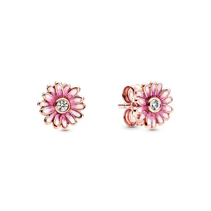 New 925 Silver Earring Shaped Circle Pearls Drop Earring Sparkling Bow Stud Earrings PandKK Original For Women Gift Fine Jewelry