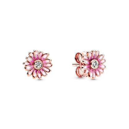New 925 Silver Earring Shaped Circle Pearls Drop Earring Sparkling Bow Stud Earrings PandKK Original For Women Gift Fine Jewelry