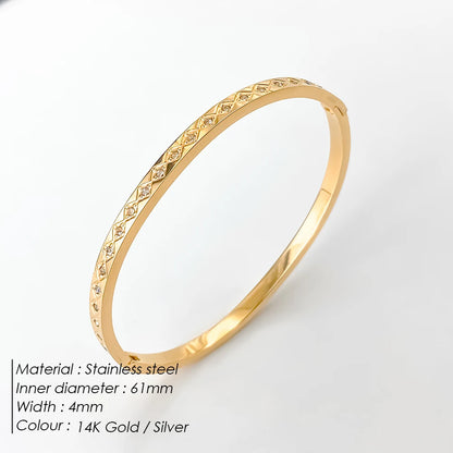 Stainless Steel Shiny Rhinestone Bangle