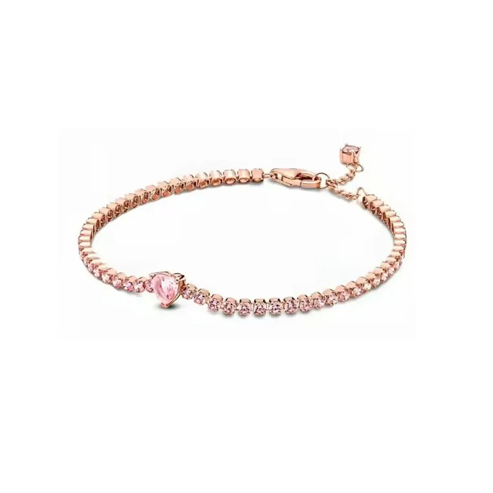 New Love Heart Zircon Pendant Necklace Original DIY Women Key chain Jewelry Decoration Bracelet Accessories Charm Beads