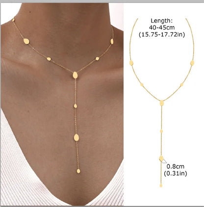 Beaded Long Chain Y Shape Necklace For Women, Minimalist Drop Bar Pendant Choker Necklaces, Clavicle Chain Jewelry