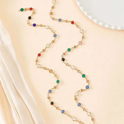 Colorful Crystal Tassel Necklace