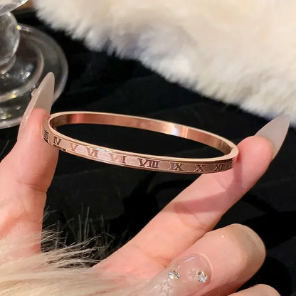 Zircon Titanium Rose Gold Bangles