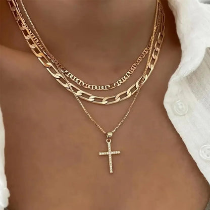 Cross Necklace for Women Stackable Stacked Stacking Layering Layered Necklaces Gold Necklace Cross Pendant Diamond Jewelry Gift