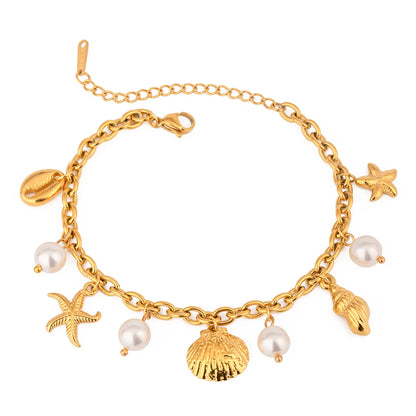 Pearl Shell Starfish Charm Bracelet