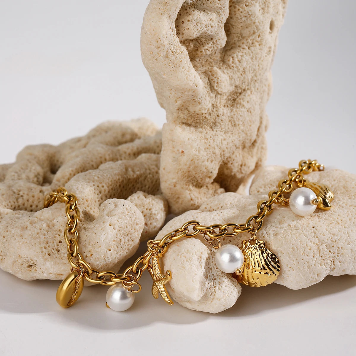 Pearl Shell Starfish Charm Bracelet