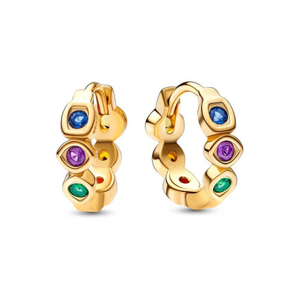 925 Silver Hoop Infinite Love Earrings Blue Flower White Stone Golden Round Heart Shape Pendant Earrings For Women DIY Jewelry