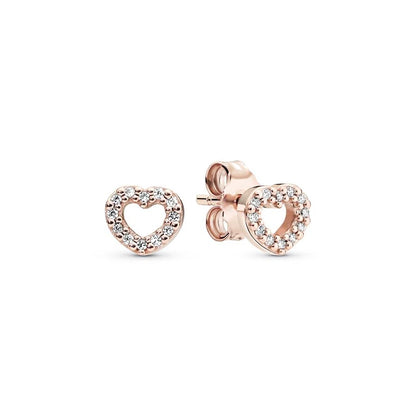 New 925 Silver Earring Shaped Circle Pearls Drop Earring Sparkling Bow Stud Earrings PandKK Original For Women Gift Fine Jewelry