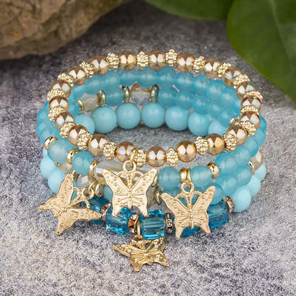 Pink Butterfly Bracelet Set
