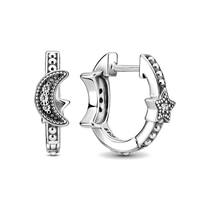 925 Silver Hoop Infinite Love Earrings Blue Flower White Stone Golden Round Heart Shape Pendant Earrings For Women DIY Jewelry