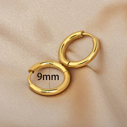 2PCS Tiny Stainless Steel Huggie Small Hoop Earrings For Women Round Circle Punk Unisex Rock Earring Cartilage Piercing Jewelry