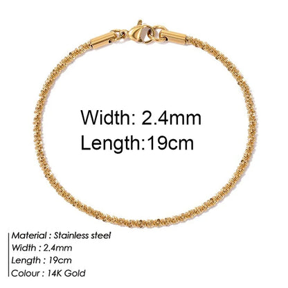 Gold Color Bracelet Stainless Steel Twist Cuban Chain Bracelet for Women Chain Bracelet Jewelry Gifts Wholesale Dropshipping
