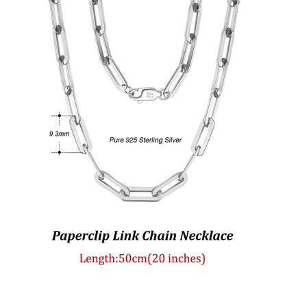 ORSA JEWELS Genuine 925 Sterling Silver Paperclip Neck Chain 6/9.3/12mm Basic Link Chain Necklace for Men Women Jewelry SC39