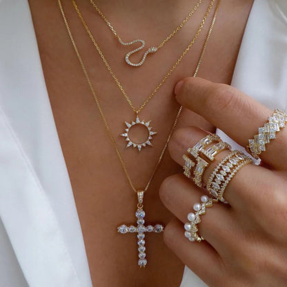 5pcs/Set Simple Braided Bead Chain Necklaces, Gold Tone, Layered Pendant Necklace Set For Women Daily And Party Wear