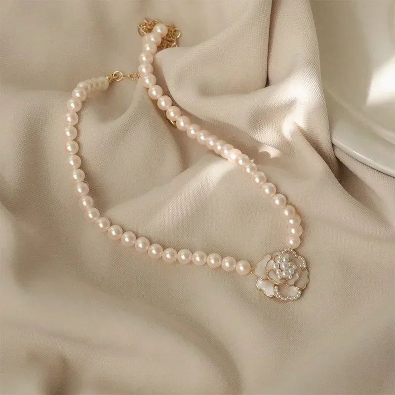 2025 New Women's Pearl Necklace Kpop Gold Color Beads Pendant Necklaces Goth Double Layer Chain Choker for Women Fashion Jewelry