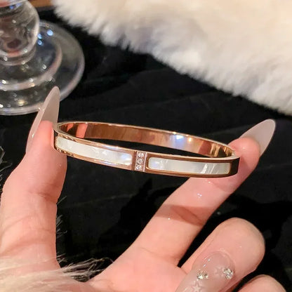 Zircon Titanium Rose Gold Bangles