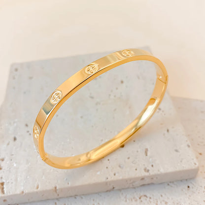 Stainless Steel Gold Plated Cuff Cross Bracelet Bangles
