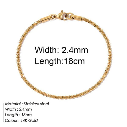 Gold Color Bracelet Stainless Steel Twist Cuban Chain Bracelet for Women Chain Bracelet Jewelry Gifts Wholesale Dropshipping