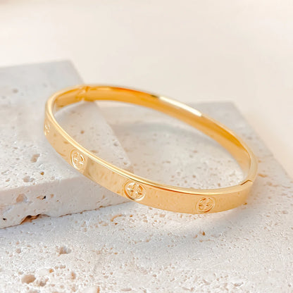 Stainless Steel Gold Plated Cuff Cross Bracelet Bangles