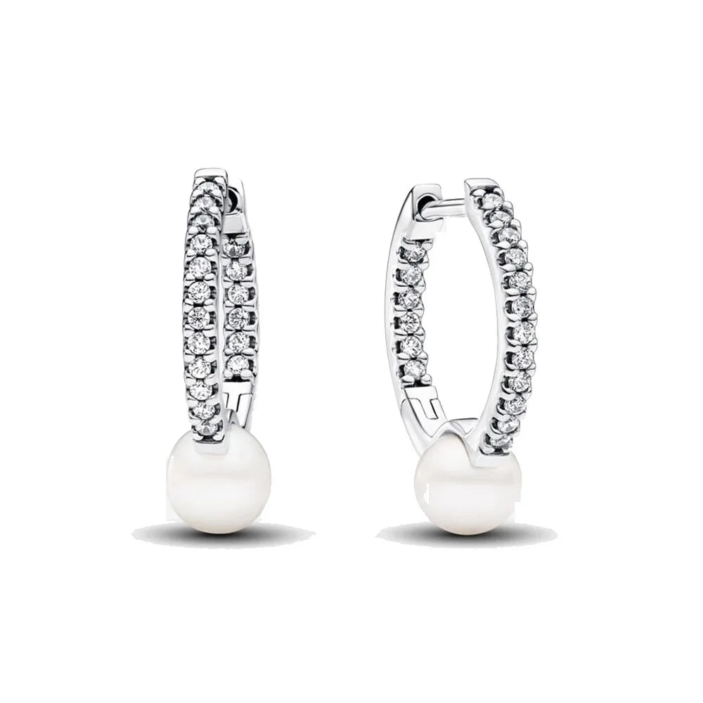 925 Silver Hoop Infinite Love Earrings Blue Flower White Stone Golden Round Heart Shape Pendant Earrings For Women DIY Jewelry
