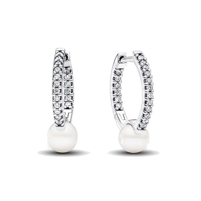 925 Silver Hoop Infinite Love Earrings Blue Flower White Stone Golden Round Heart Shape Pendant Earrings For Women DIY Jewelry