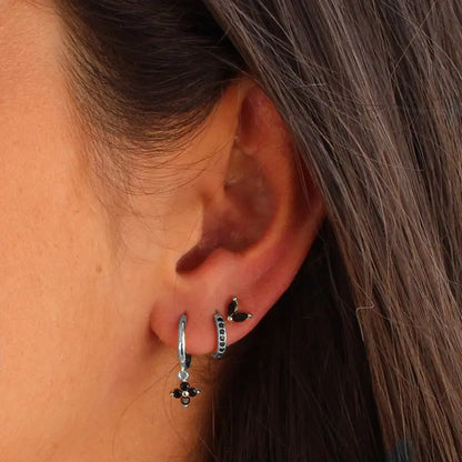 New Design Stainless Steel Cubic Zirconia Chain Hoop Earring For Women Star Moon Pendant Cartilage Earring Piercing Jewelry