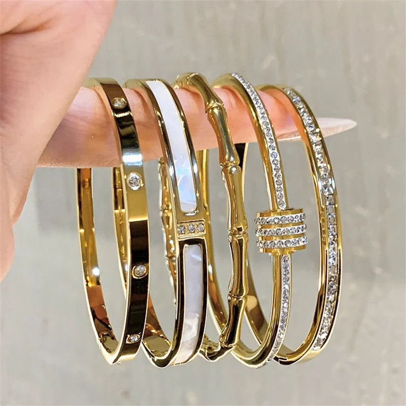 Gold Rhinestone Bracelets / Bangles