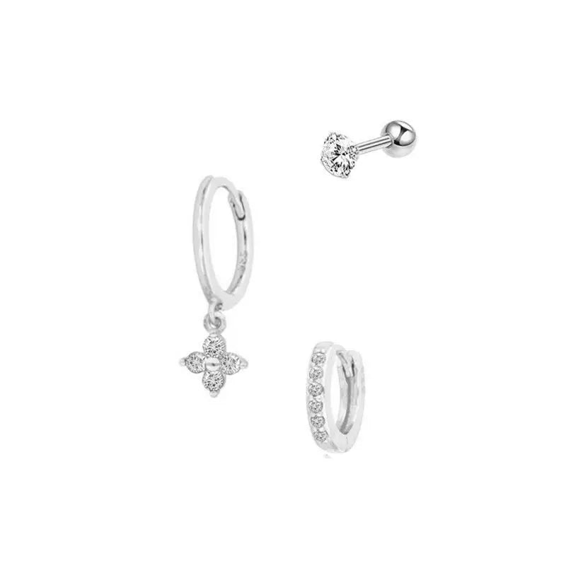 New Design Stainless Steel Cubic Zirconia Chain Hoop Earring For Women Star Moon Pendant Cartilage Earring Piercing Jewelry