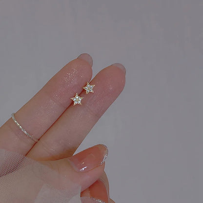 Tibetan Silver Korea Exquisite Curved Shiny Zircon Wheat Stud Earrings for Women Sweet Romantic Wedding Pendiente Plata Jewelry