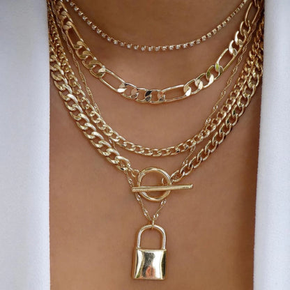 5pcs/Set Simple Braided Bead Chain Necklaces, Gold Tone, Layered Pendant Necklace Set For Women Daily And Party Wear
