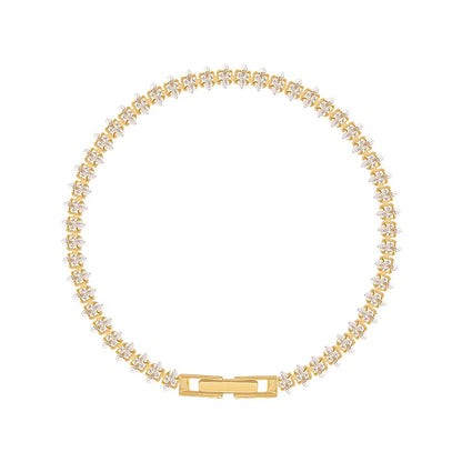 Luxury Roman Crystal Geometric Chain Bracelets for Women Trendy Goth Full Rhinestone Marquise Charm Tennis Bracelet Wed Jewelry
