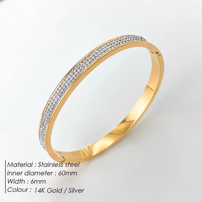 Stainless Steel Shiny Rhinestone Bangle