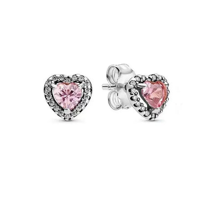 New 925 Silver Earring Shaped Circle Pearls Drop Earring Sparkling Bow Stud Earrings PandKK Original For Women Gift Fine Jewelry