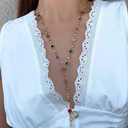 Colorful Crystal Tassel Necklace