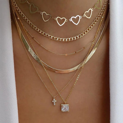 5pcs/Set Simple Braided Bead Chain Necklaces, Gold Tone, Layered Pendant Necklace Set For Women Daily And Party Wear