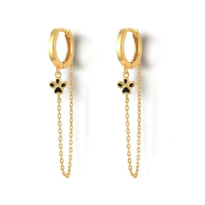 Gold Silver Color Plated Double Hole Link Chain Circle Hoop Earrings Zircon Star Lightning Eye Pendant Huggie Piercing Earring