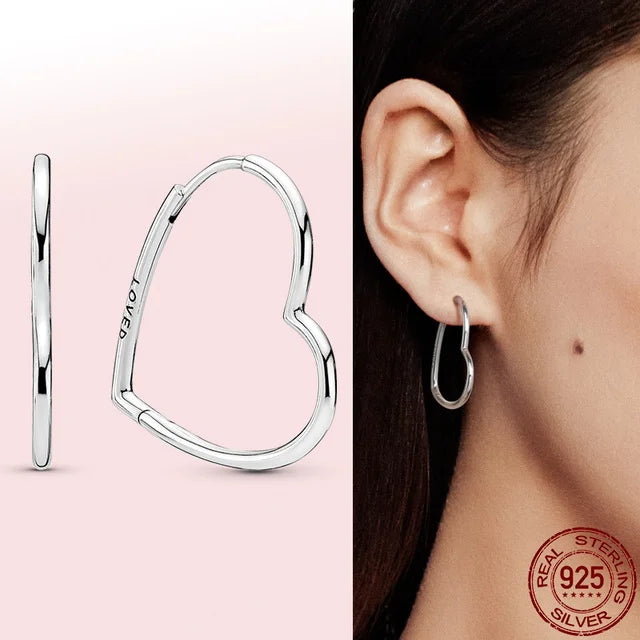 925 Silver Hoop Infinite Love Earrings Blue Flower White Stone Golden Round Heart Shape Pendant Earrings For Women DIY Jewelry